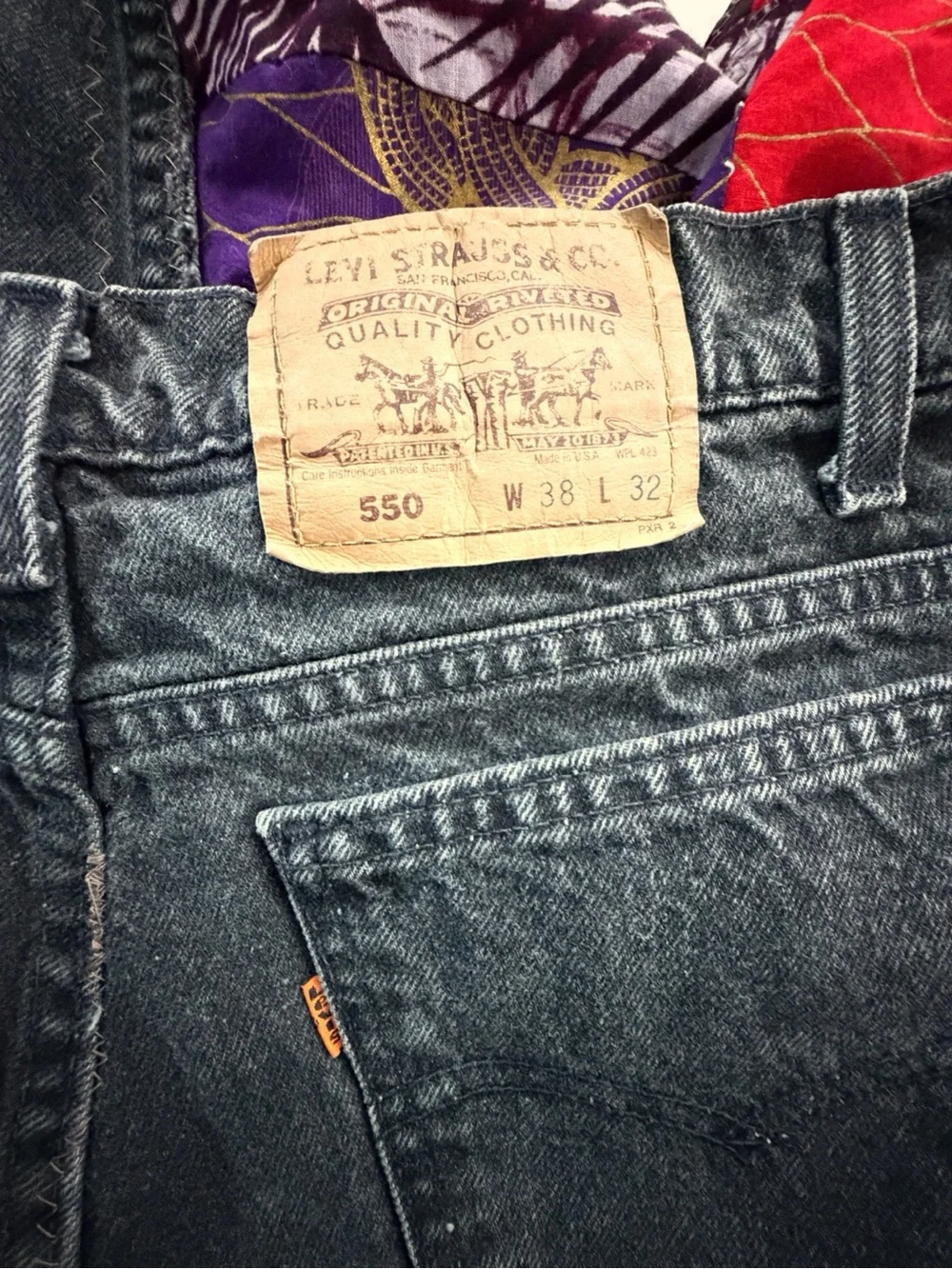Vintage Levi's 550 Men's 38x32 Black Denim Patchwork Maxi Skirt Grunge Y2K